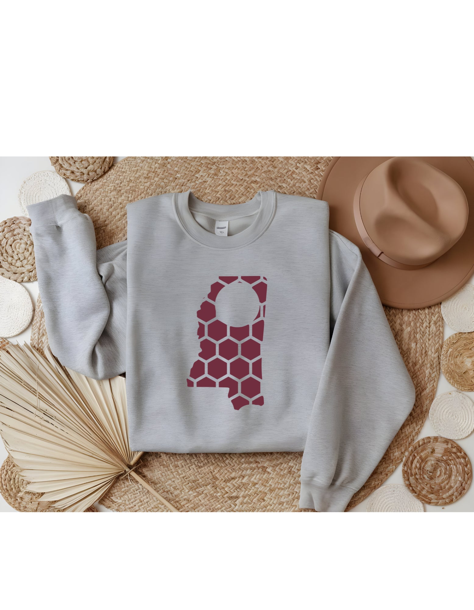 Mississippi Honeycomb Monogrammed Sweatshirt-Rogue Magnolia Custom Designs