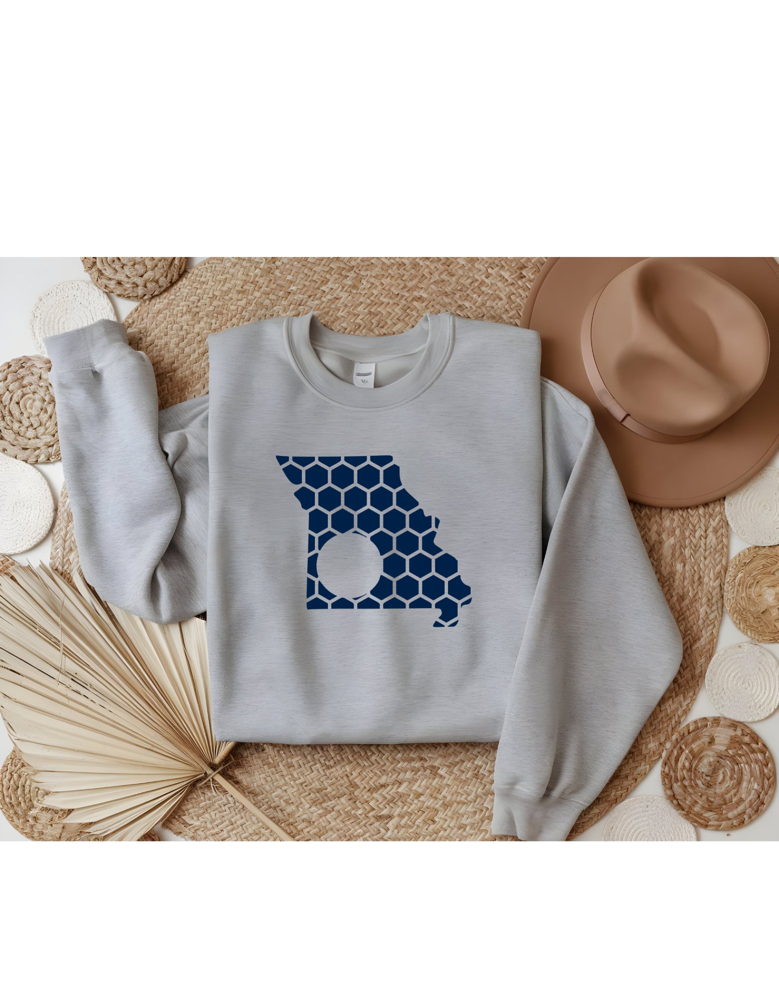 Missouri Honeycomb Monogrammed Sweatshirt-Rogue Magnolia Custom Designs