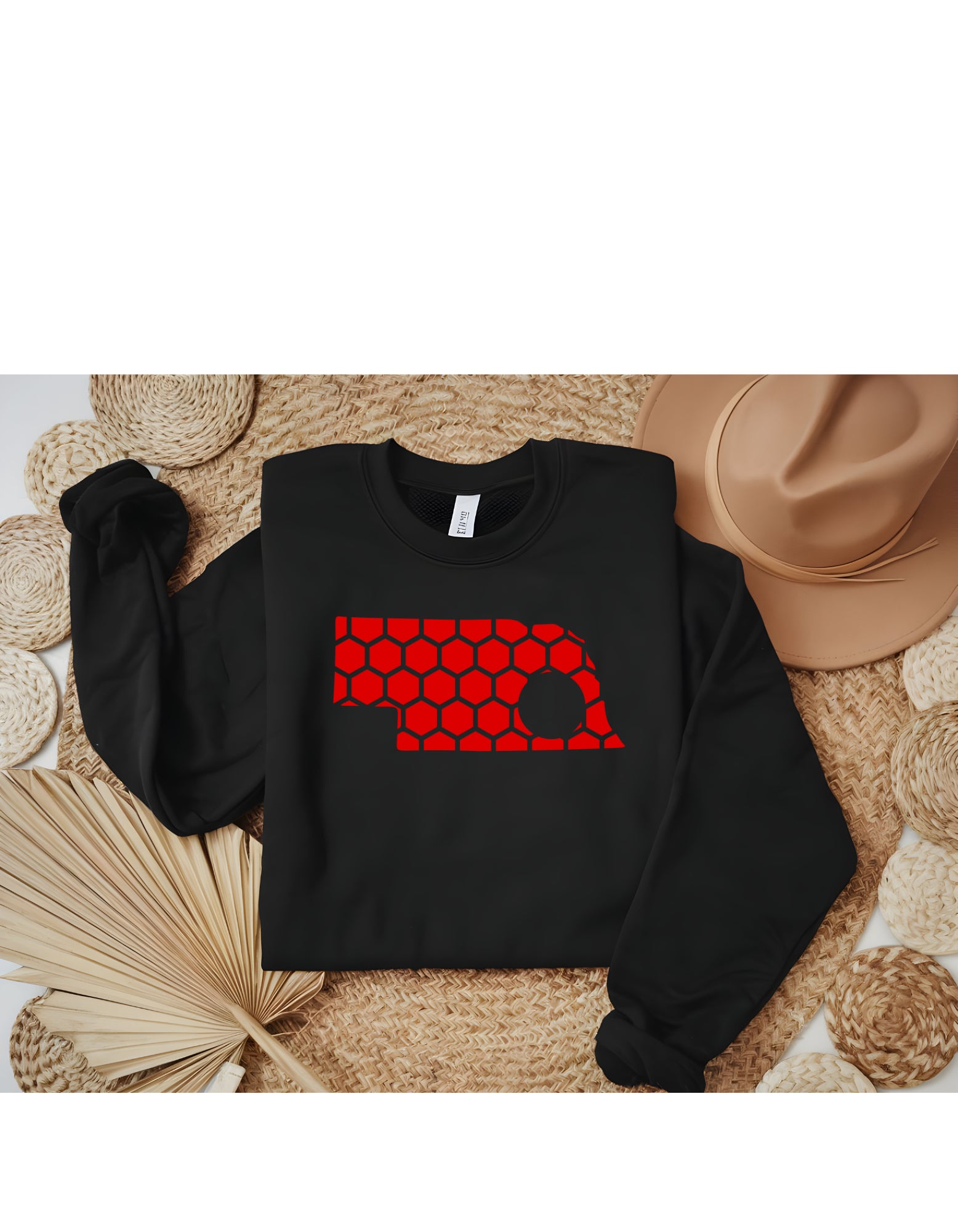 Nebraska Honeycomb Monogrammed Sweatshirt-Rogue Magnolia Custom Designs