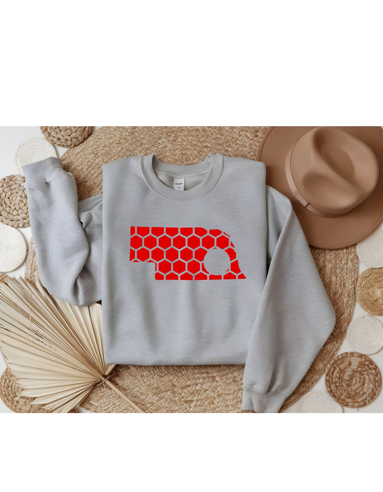 Nebraska Honeycomb Monogrammed Sweatshirt-Rogue Magnolia Custom Designs