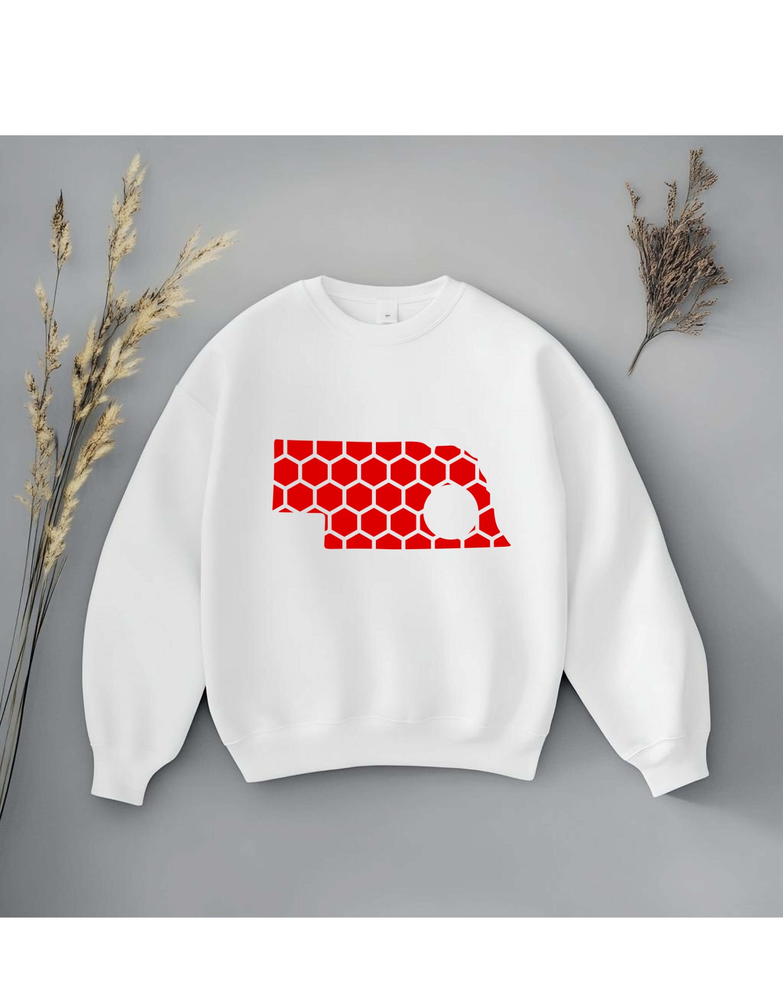 Nebraska Honeycomb Monogrammed Sweatshirt-Rogue Magnolia Custom Designs