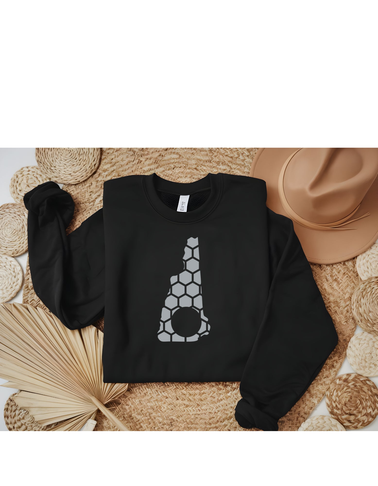 New Hampshire Honeycomb Monogrammed Sweatshirt-Rogue Magnolia Custom Designs
