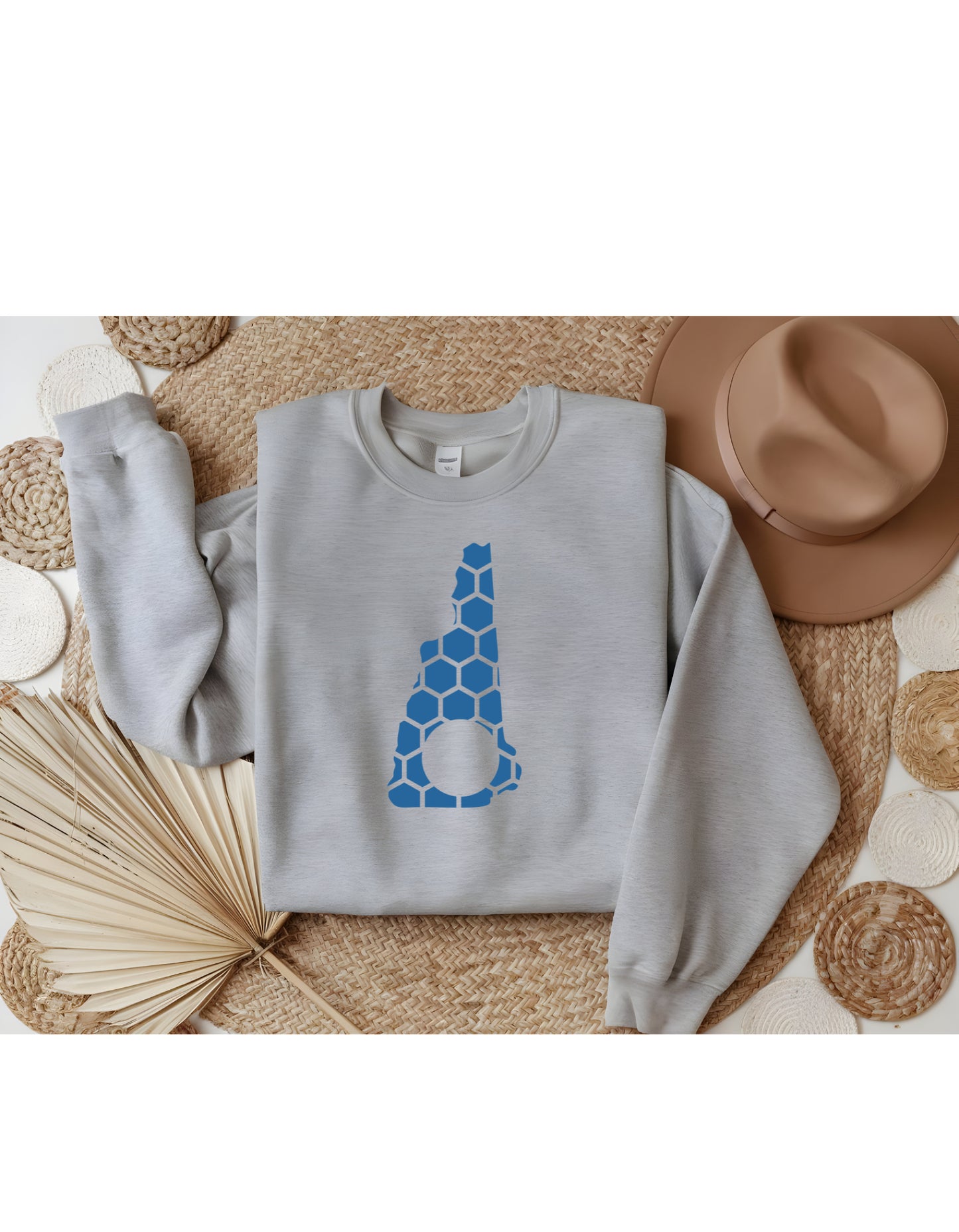 New Hampshire Honeycomb Monogrammed Sweatshirt-Rogue Magnolia Custom Designs