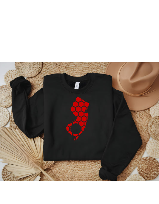 New Jersey Honeycomb Monogrammed Sweatshirt-Rogue Magnolia Custom Designs