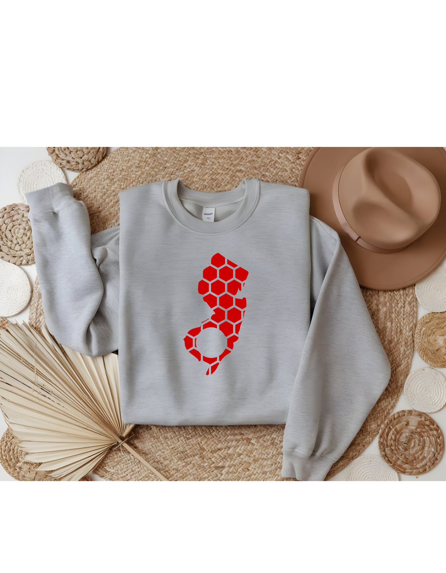 New Jersey Honeycomb Monogrammed Sweatshirt-Rogue Magnolia Custom Designs