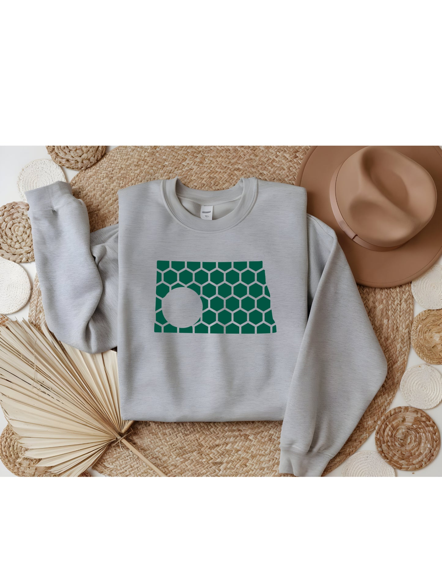 North Dakota Honeycomb Monogrammed Sweatshirt-Rogue Magnolia Custom Designs