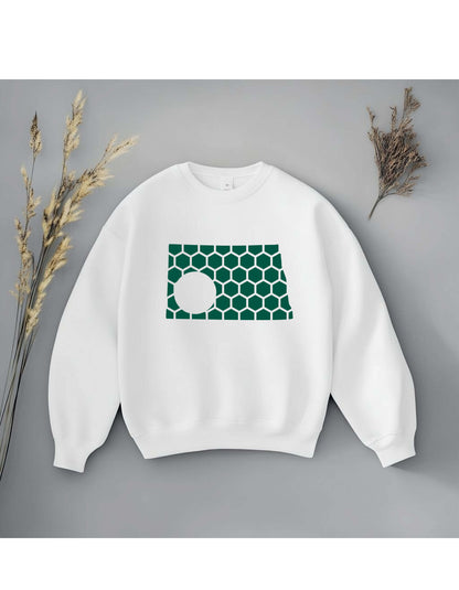North Dakota Honeycomb Monogrammed Sweatshirt-Rogue Magnolia Custom Designs