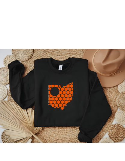 Ohio Honeycomb Monogrammed Sweatshirt-Rogue Magnolia Custom Designs
