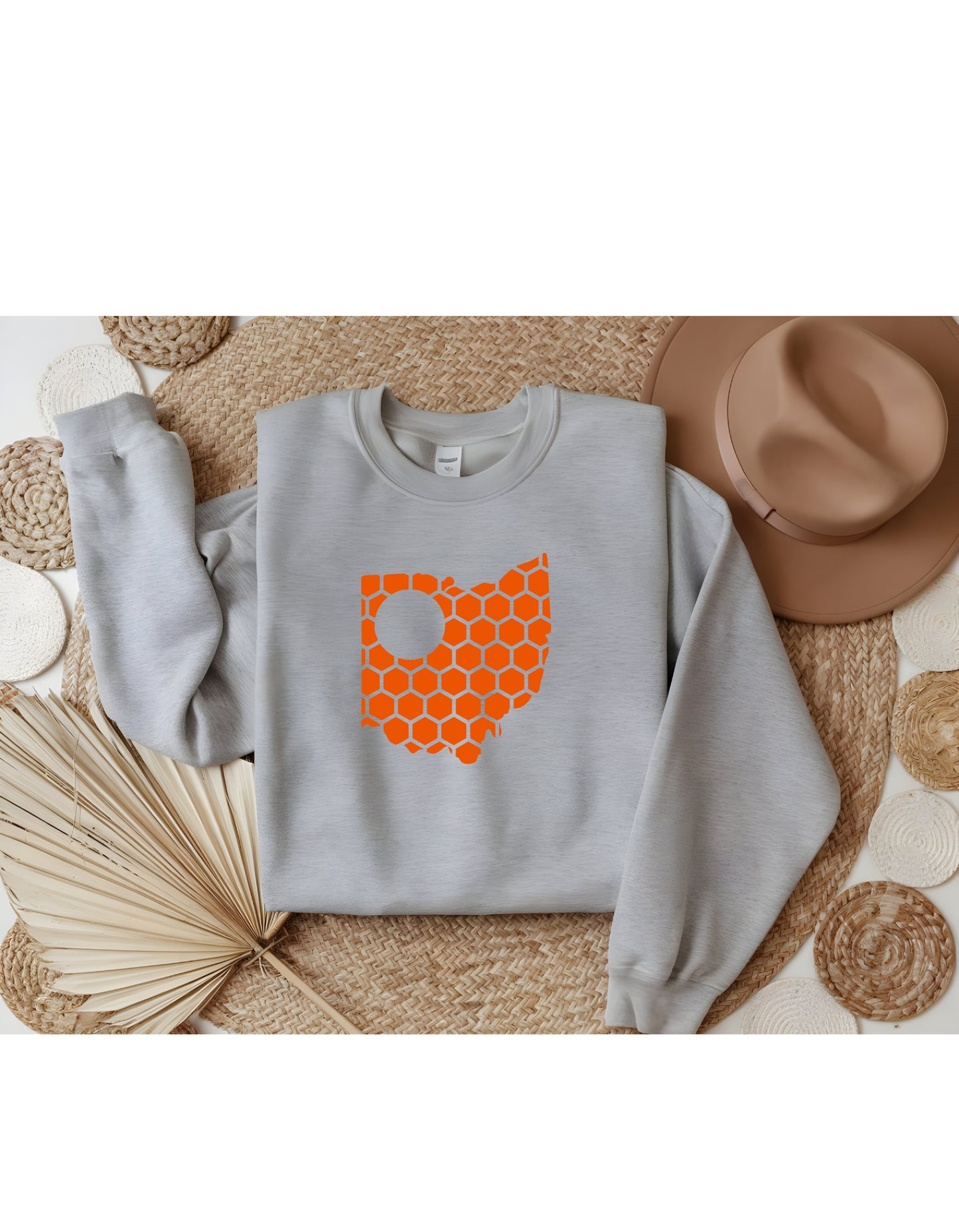 Ohio Honeycomb Monogrammed Sweatshirt-Rogue Magnolia Custom Designs
