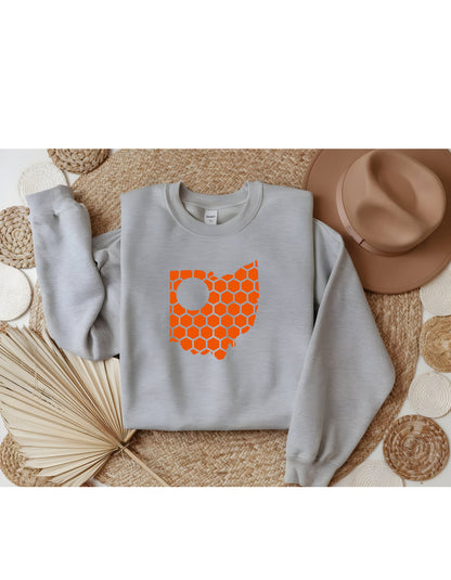 Ohio Honeycomb Monogrammed Sweatshirt-Rogue Magnolia Custom Designs