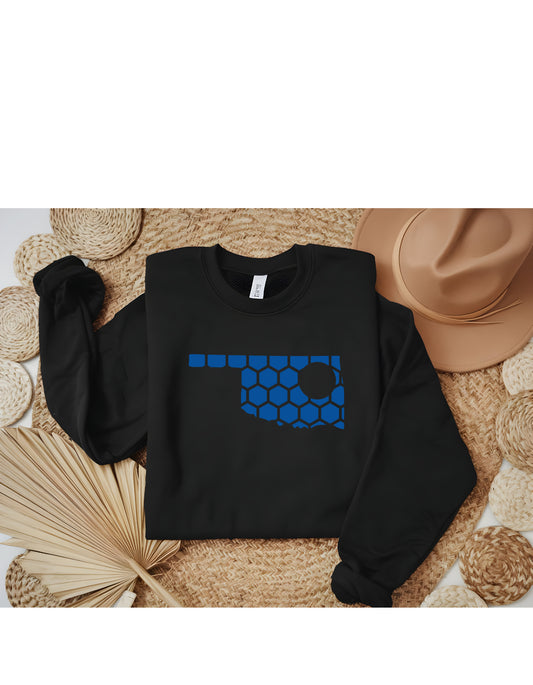 Oklahoma Honeycomb Monogrammed Sweatshirt-Rogue Magnolia Custom Designs