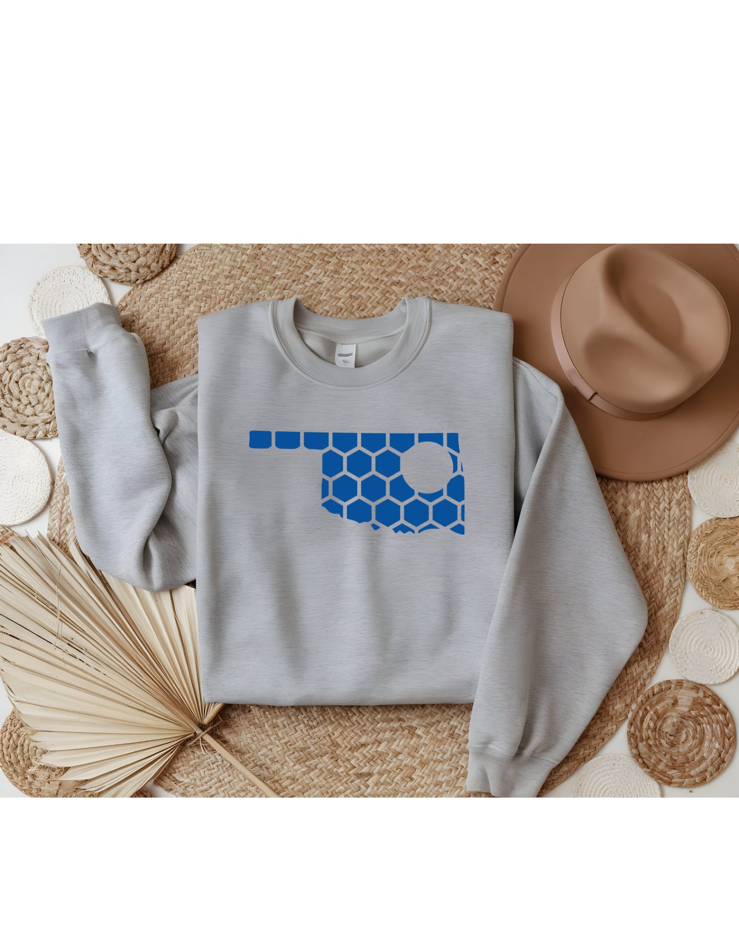 Oklahoma Honeycomb Monogrammed Sweatshirt-Rogue Magnolia Custom Designs