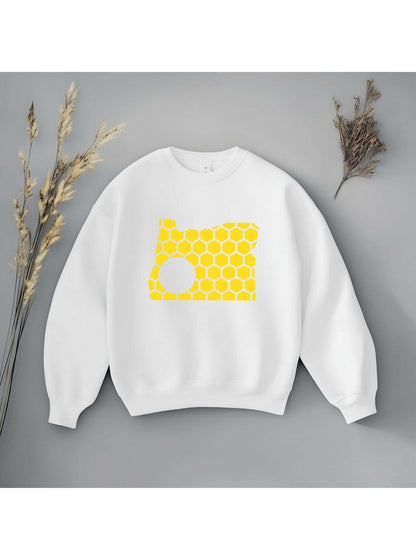 Oregon Honeycomb Monogrammed Sweatshirt-Rogue Magnolia Custom Designs