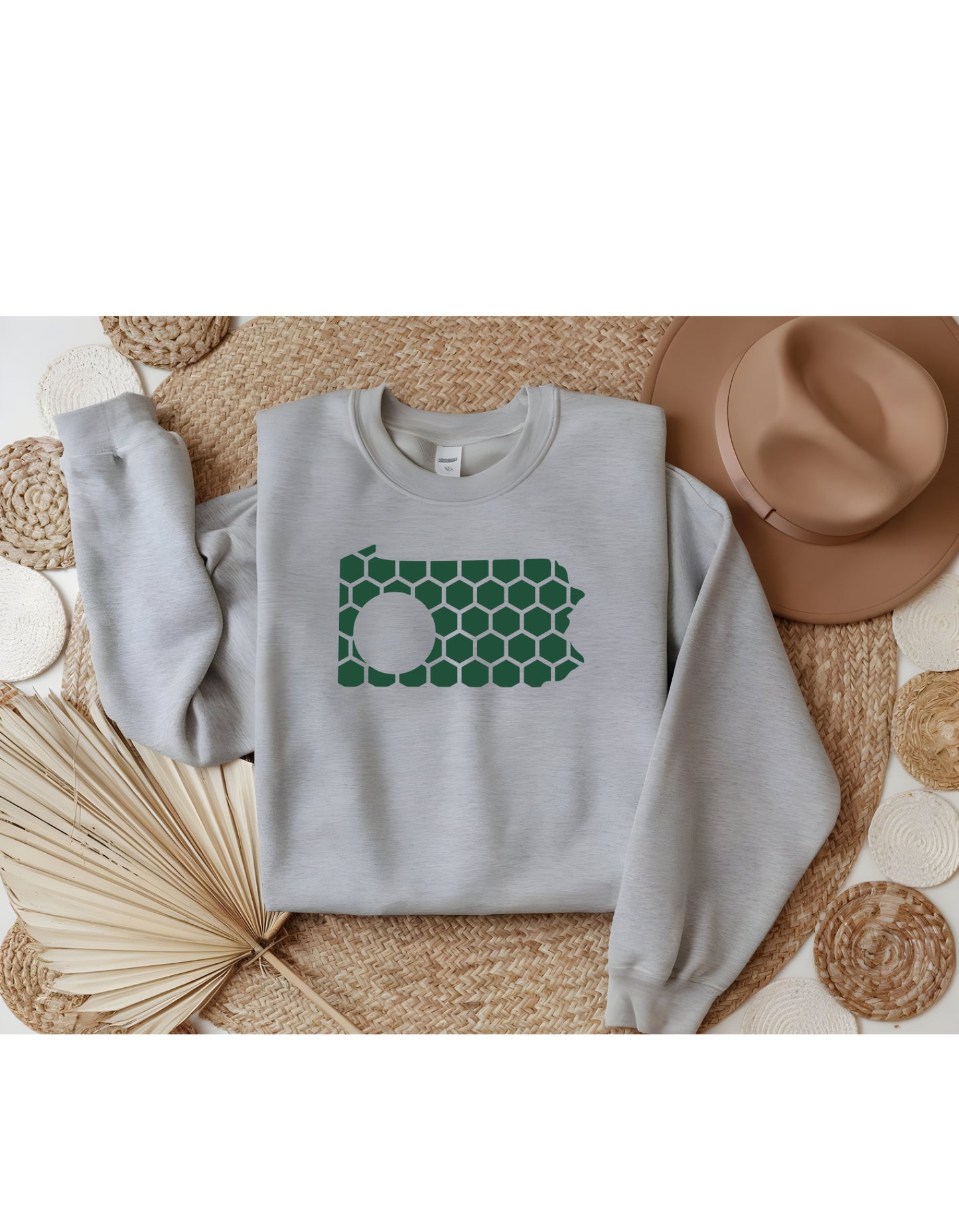 Pennsylvania Honeycomb Monogrammed Sweatshirt-Rogue Magnolia Custom Designs