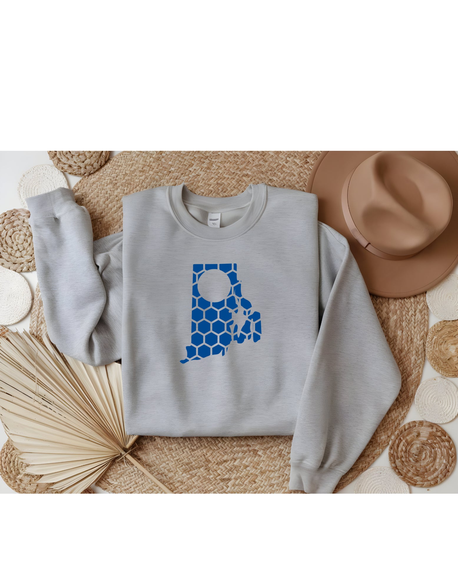 Rhode Island Honeycomb Monogrammed Sweatshirt-Rogue Magnolia Custom Designs