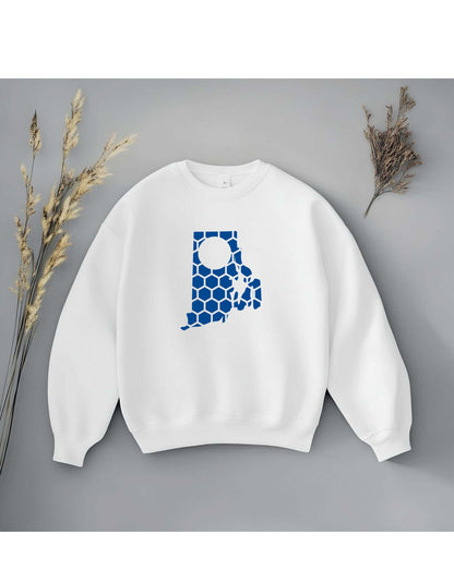 Rhode Island Honeycomb Monogrammed Sweatshirt-Rogue Magnolia Custom Designs