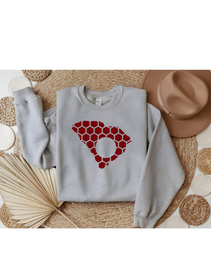 South Carolina Honeycomb Monogrammed Sweatshirt-Rogue Magnolia Custom Designs