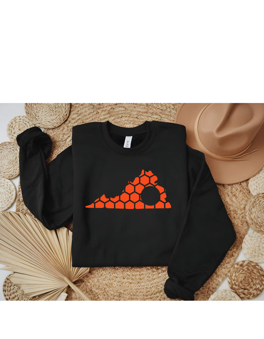 Virginia Honeycomb Monogrammed Sweatshirt-Rogue Magnolia Custom Designs