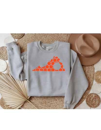 Virginia Honeycomb Monogrammed Sweatshirt-Rogue Magnolia Custom Designs