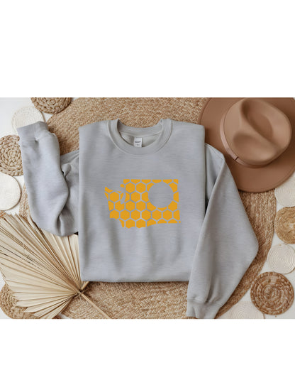 Washington Honeycomb Monogrammed Sweatshirt-Rogue Magnolia Custom Designs