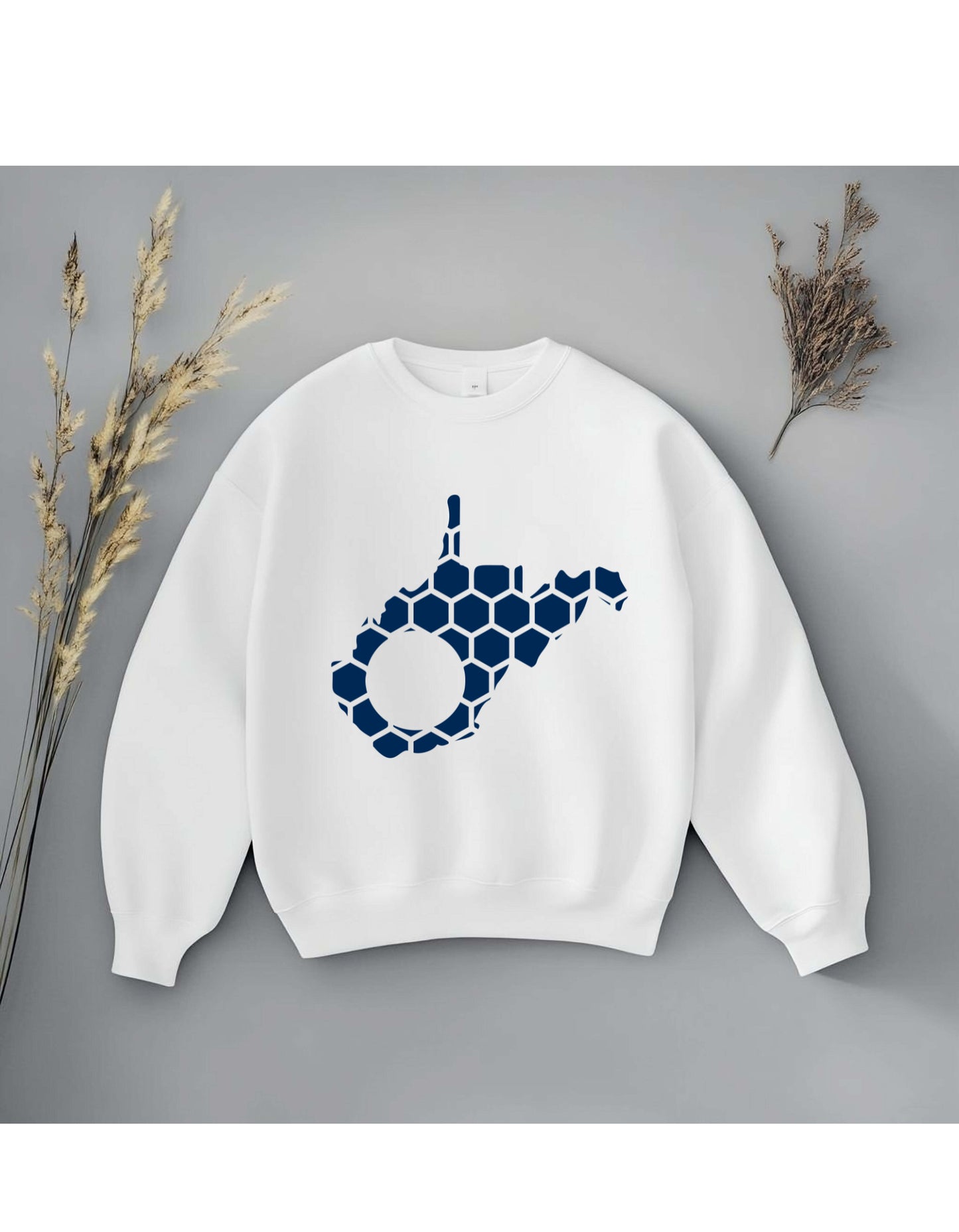 West Virginia Honeycomb Monogrammed Sweatshirt-Rogue Magnolia Custom Designs
