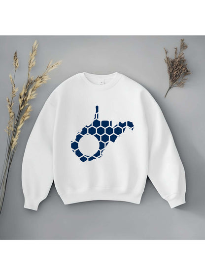 West Virginia Honeycomb Monogrammed Sweatshirt-Rogue Magnolia Custom Designs