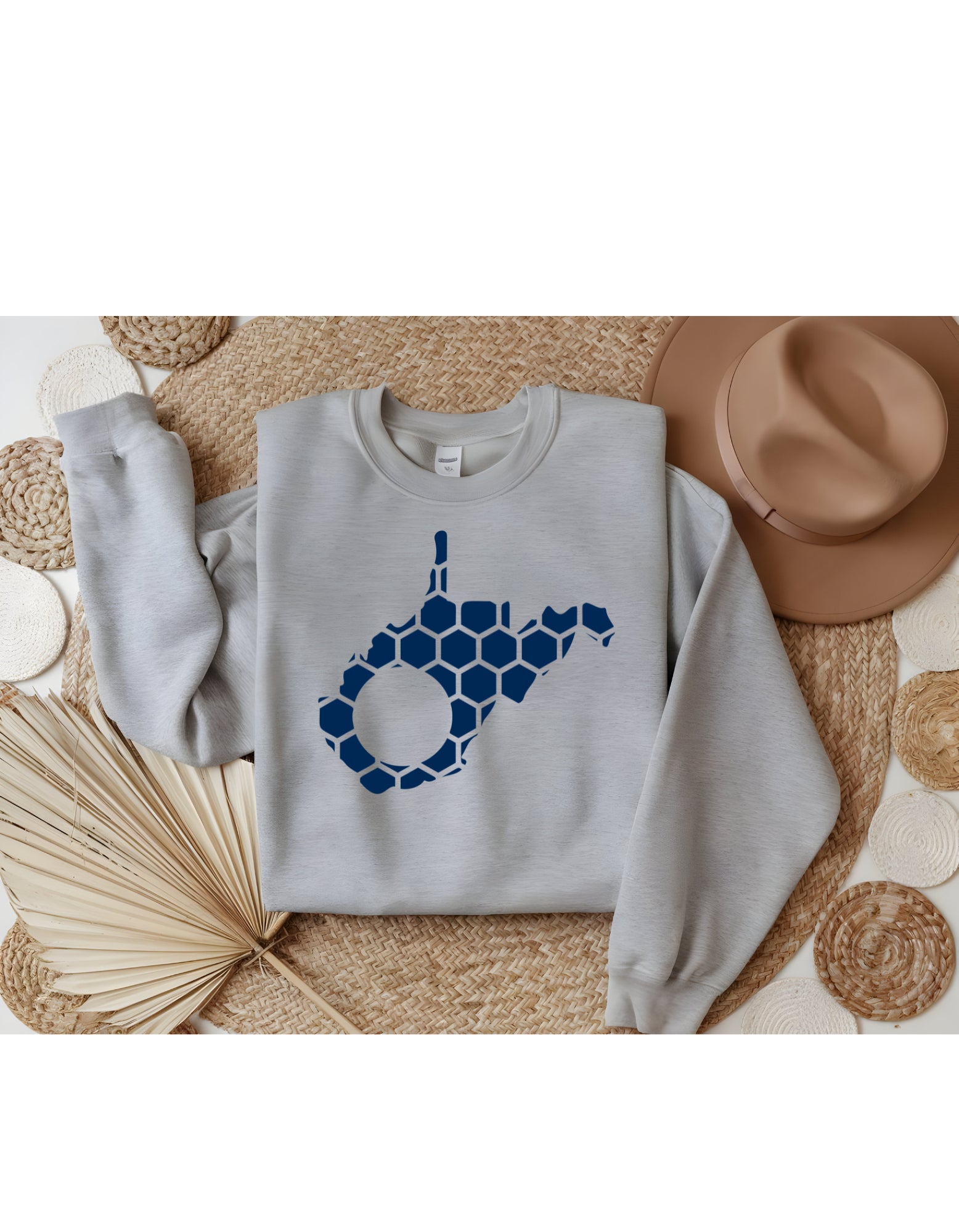 West Virginia Honeycomb Monogrammed Sweatshirt-Rogue Magnolia Custom Designs