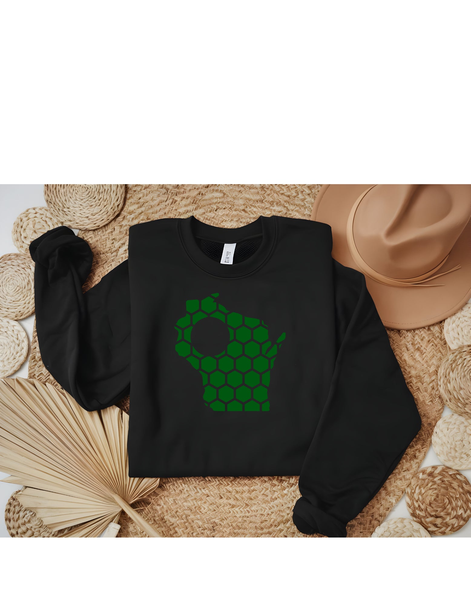 Wisconsin Honeycomb Monogrammed Sweatshirt-Rogue Magnolia Custom Designs