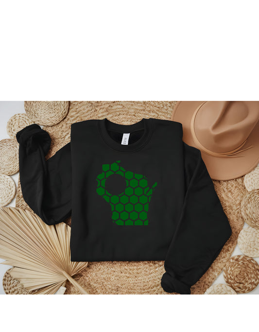 Wisconsin Honeycomb Monogrammed Sweatshirt-Rogue Magnolia Custom Designs