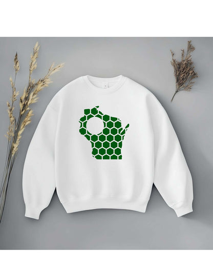 Wisconsin Honeycomb Monogrammed Sweatshirt-Rogue Magnolia Custom Designs