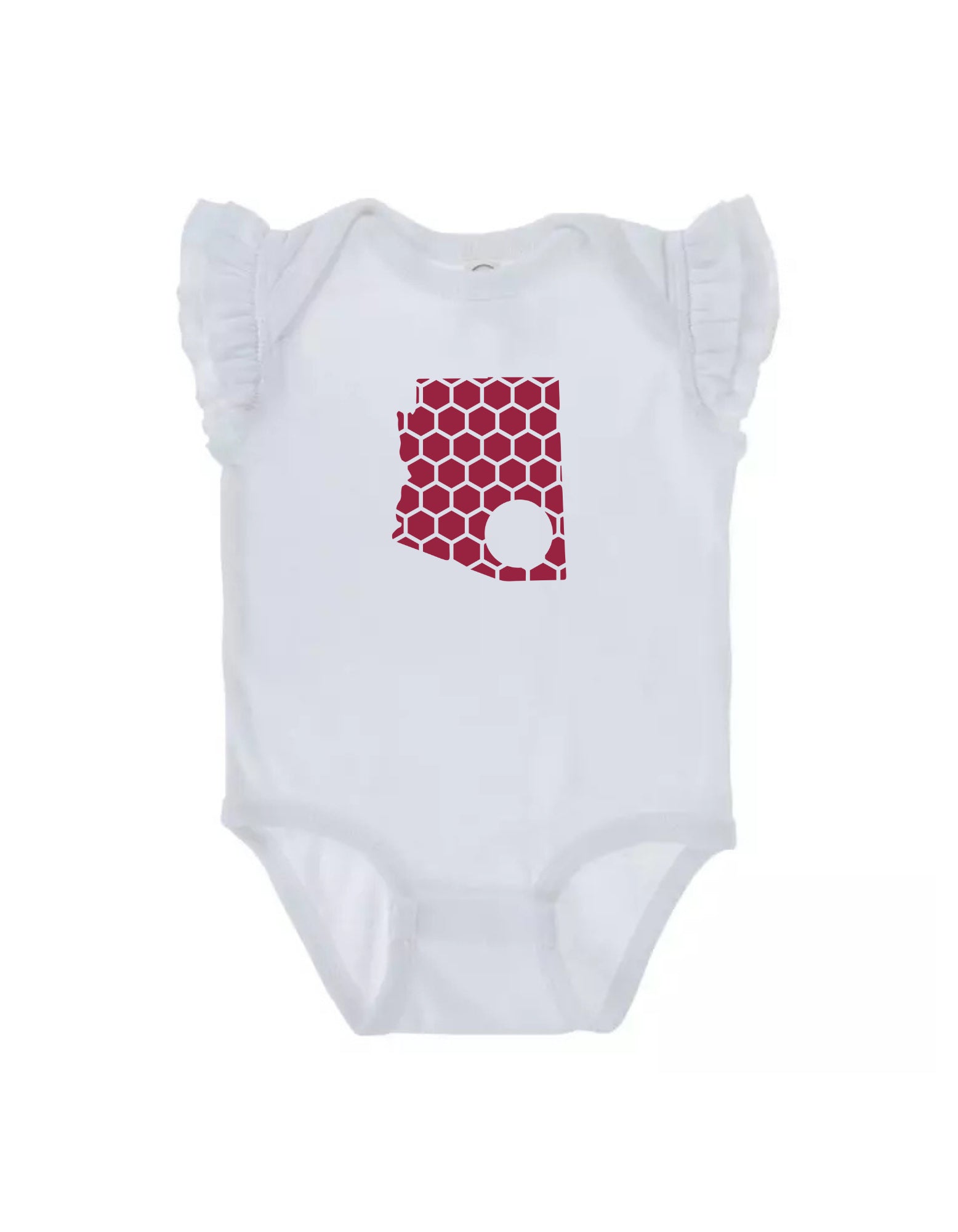 Ruffled Sleeve Arizona Honeycomb Monogrammed Onesie-Rogue Magnolia Custom Designs