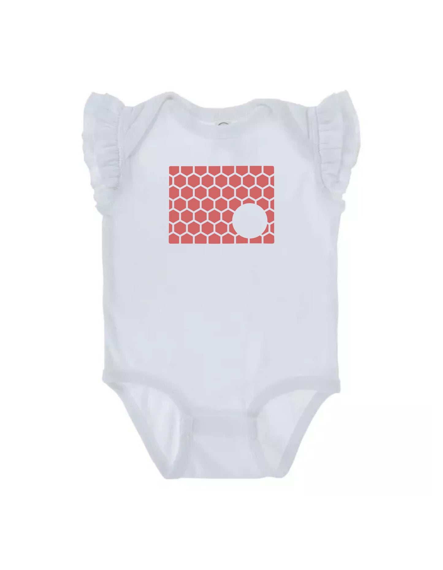 Ruffled Sleeve Colorado Honeycomb Monogrammed Onesie-Rogue Magnolia Custom Designs