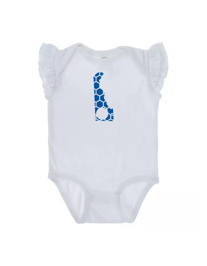 Ruffled Sleeve Connecticut Honeycomb Monogrammed Onesie-Rogue Magnolia Custom Designs