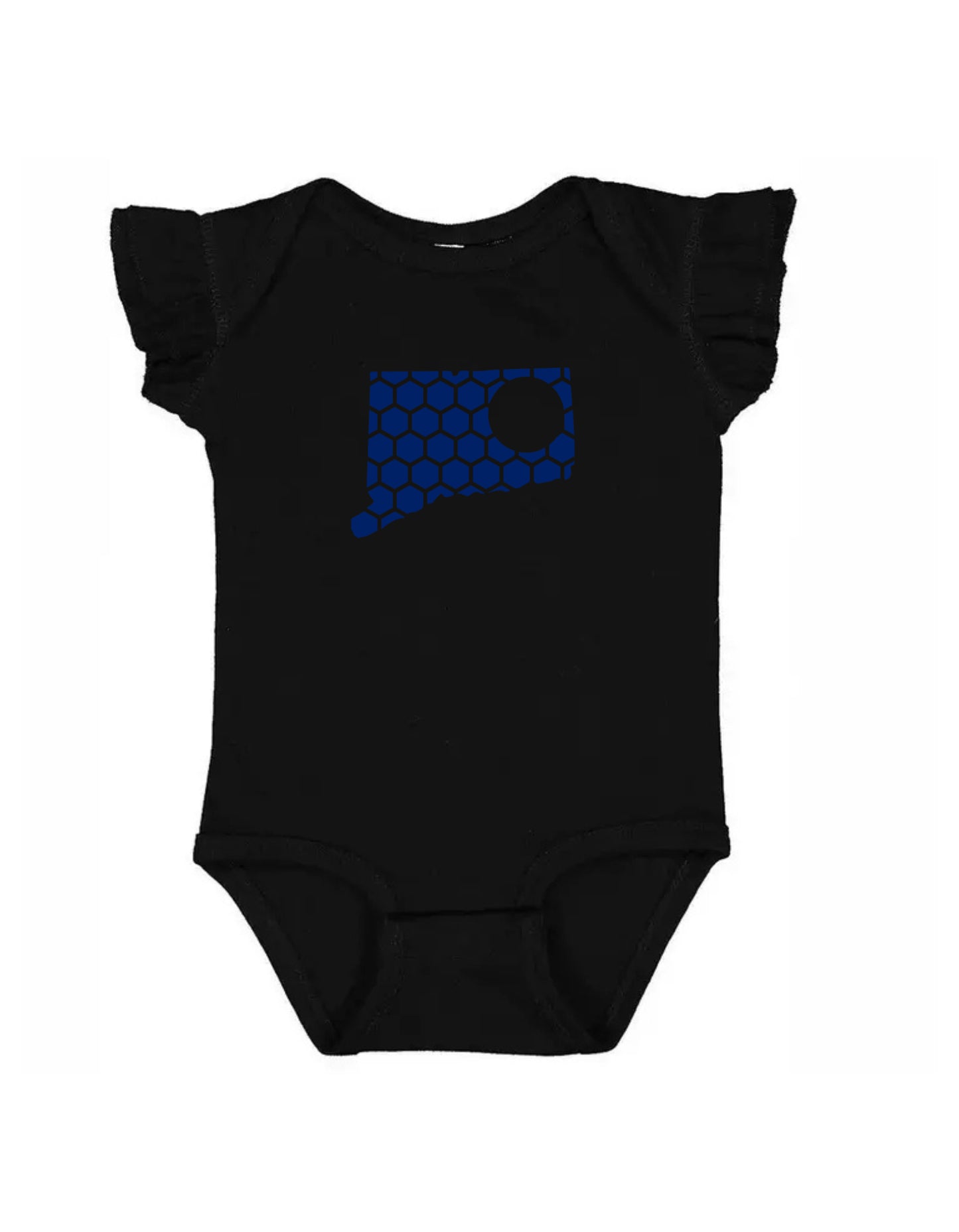 Ruffled Sleeve Delaware Honeycomb Monogrammed Onesie-Rogue Magnolia Custom Designs