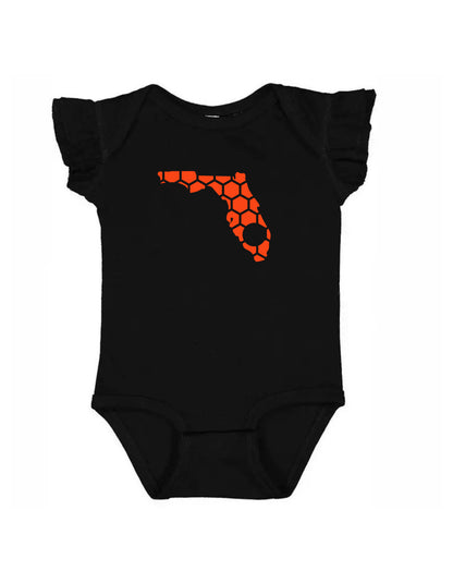 Ruffled Sleeve Florida Honeycomb Monogrammed Onesie-Rogue Magnolia Custom Designs
