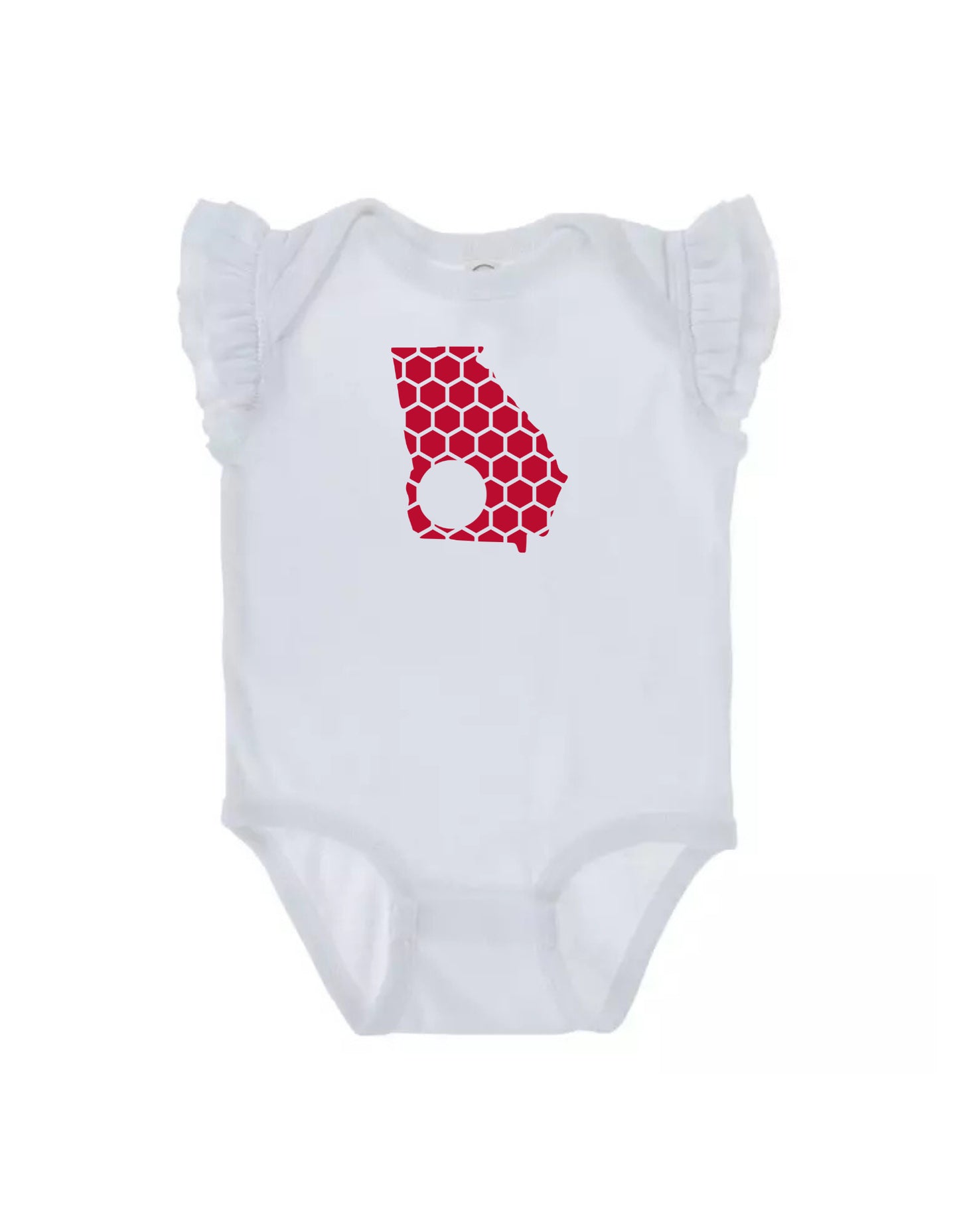 Ruffled Sleeve Georgia Honeycomb Monogrammed Onesie-Rogue Magnolia Custom Designs