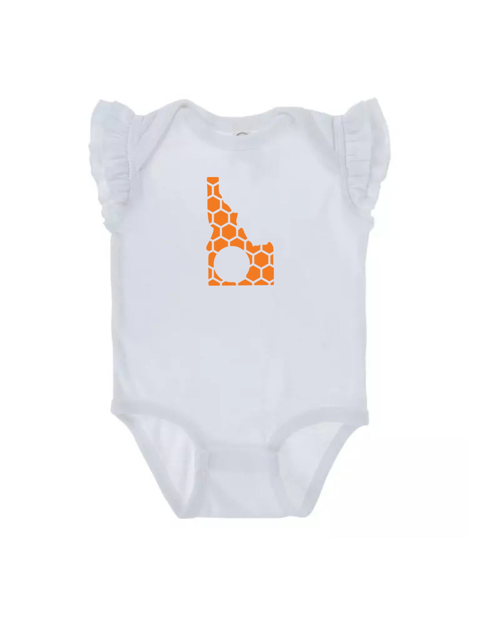 Ruffled Sleeve Idaho Honeycomb Monogrammed Onesie-Rogue Magnolia Custom Designs