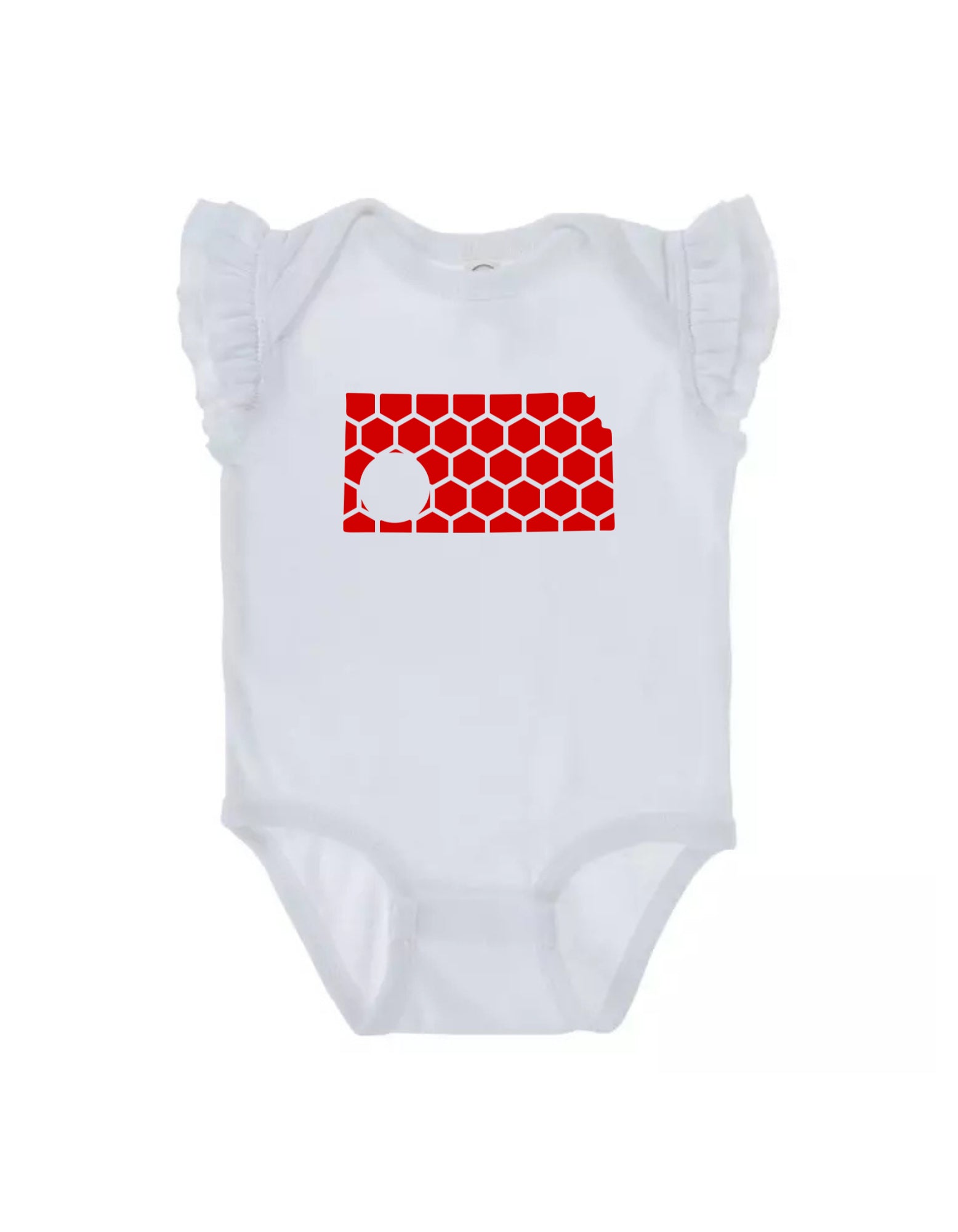 Ruffled Sleeve Kansas Honeycomb Monogrammed Onesie-Rogue Magnolia Custom Designs