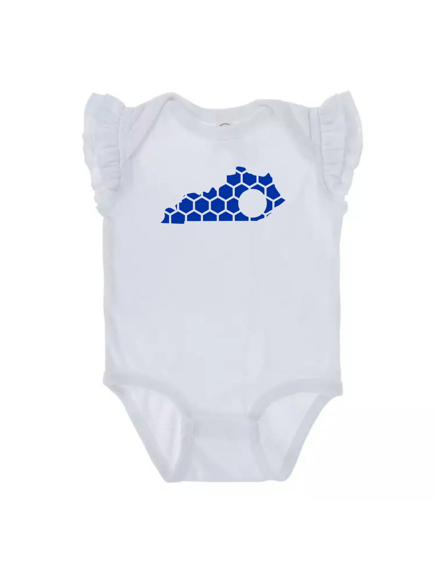 Ruffled Sleeve Kentucky Honeycomb Monogrammed Onesie-Rogue Magnolia Custom Designs