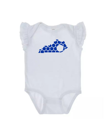 Ruffled Sleeve Kentucky Honeycomb Monogrammed Onesie-Rogue Magnolia Custom Designs