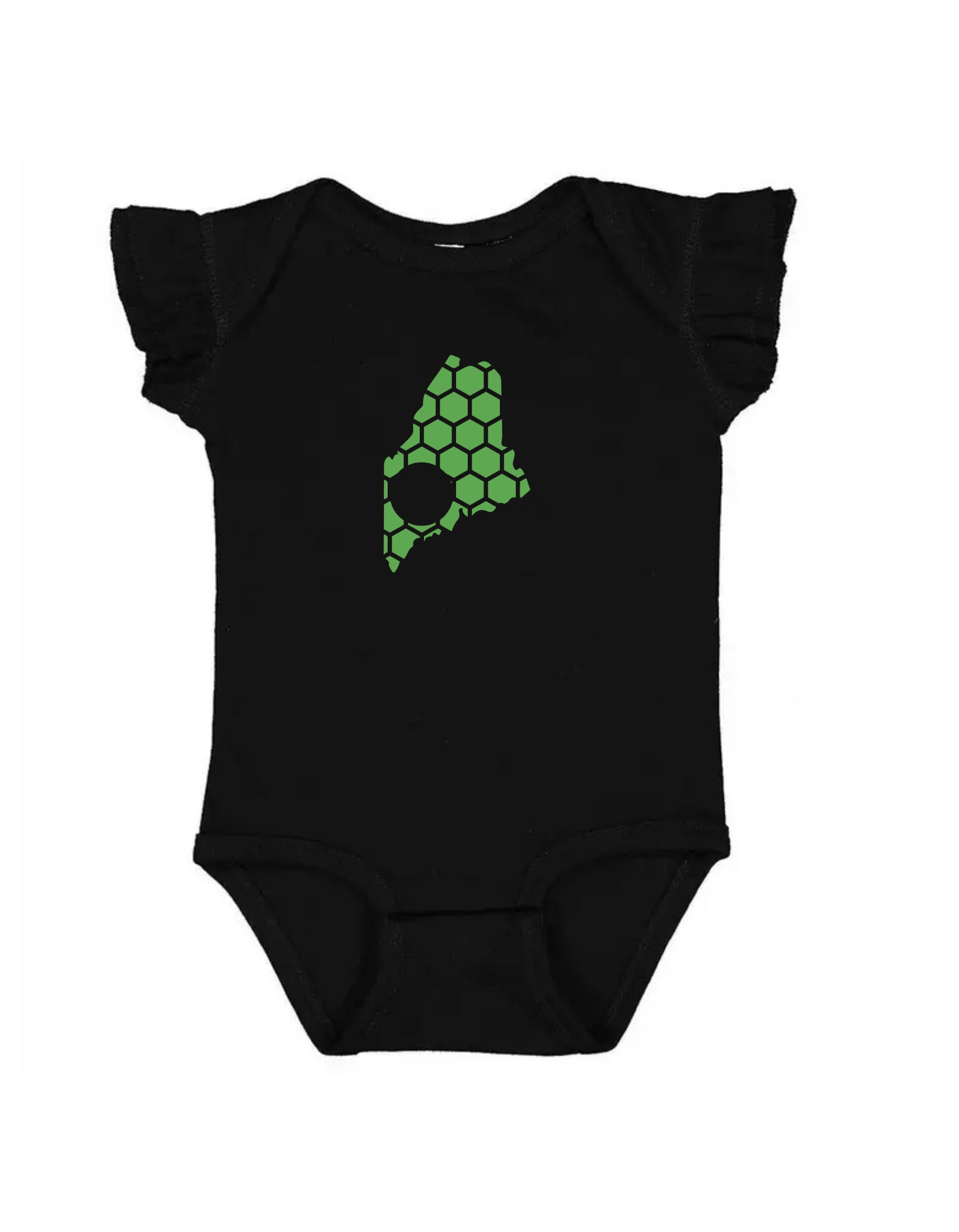 Ruffled Sleeve Maine Honeycomb Monogrammed Onesie-Rogue Magnolia Custom Designs