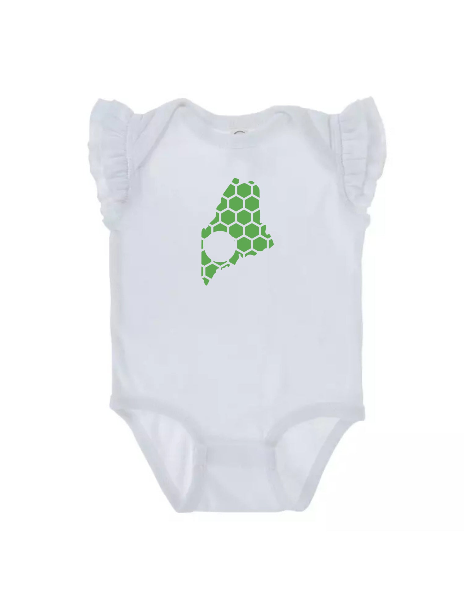 Ruffled Sleeve Maine Honeycomb Monogrammed Onesie-Rogue Magnolia Custom Designs