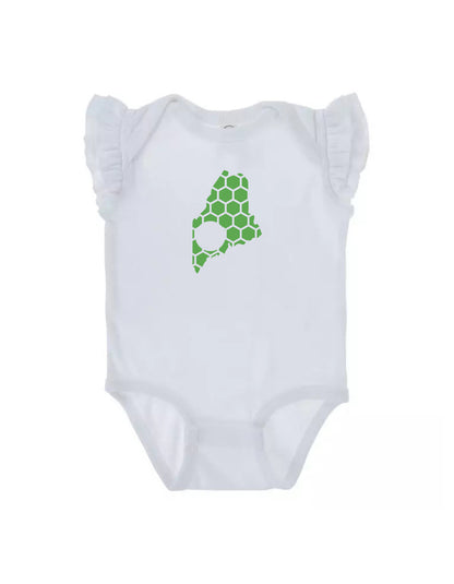 Ruffled Sleeve Maine Honeycomb Monogrammed Onesie-Rogue Magnolia Custom Designs