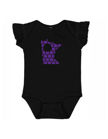 Ruffled Sleeve Minnesota Honeycomb Monogrammed Onesie-Rogue Magnolia Custom Designs