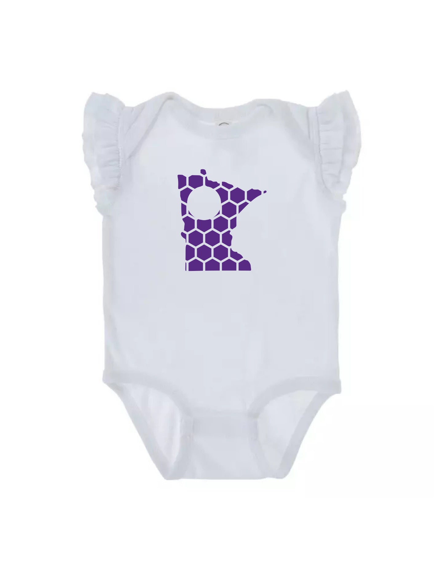 Ruffled Sleeve Minnesota Honeycomb Monogrammed Onesie-Rogue Magnolia Custom Designs