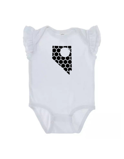 Ruffled Sleeve Nevada Honeycomb Monogrammed Onesie-Rogue Magnolia Custom Designs