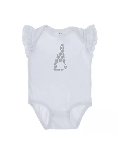 Ruffled Sleeve New Hampshire Honeycomb Monogrammed Onesie-Rogue Magnolia Custom Designs