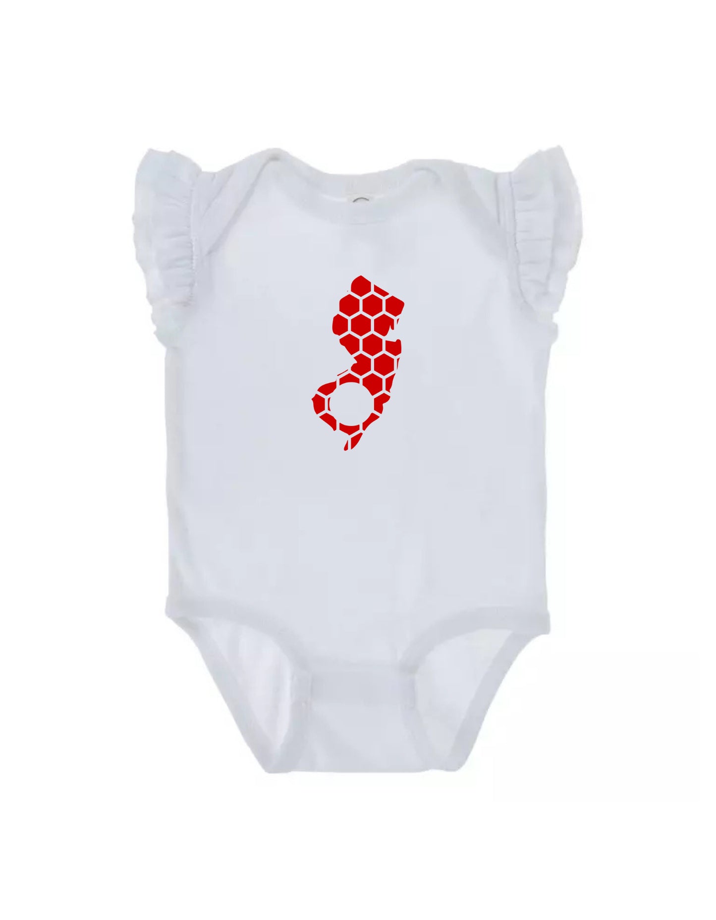 Ruffled Sleeve New Jersey Honeycomb Monogrammed Onesie-Rogue Magnolia Custom Designs
