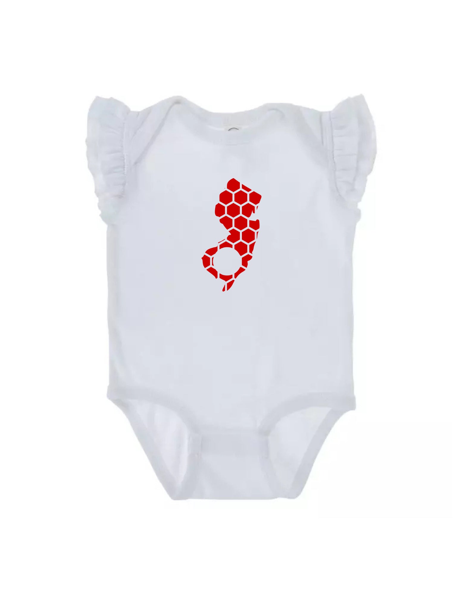 Ruffled Sleeve New Jersey Honeycomb Monogrammed Onesie-Rogue Magnolia Custom Designs