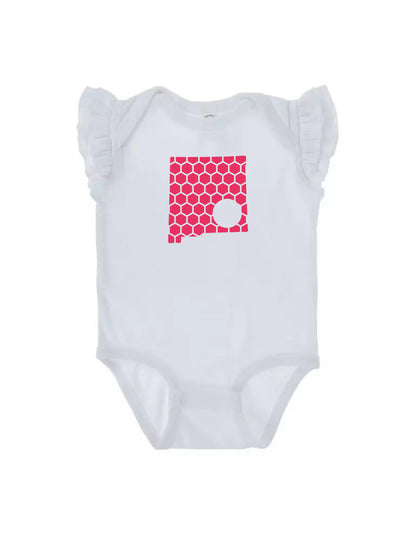 Ruffled Sleeve New Mexico Honeycomb Monogrammed Onesie-Rogue Magnolia Custom Designs